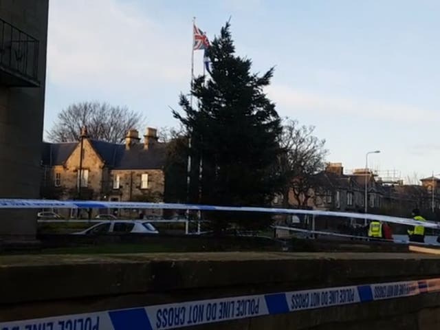 Police cordoned off the town centre Christmas tree after the accident in Kirkcaldy