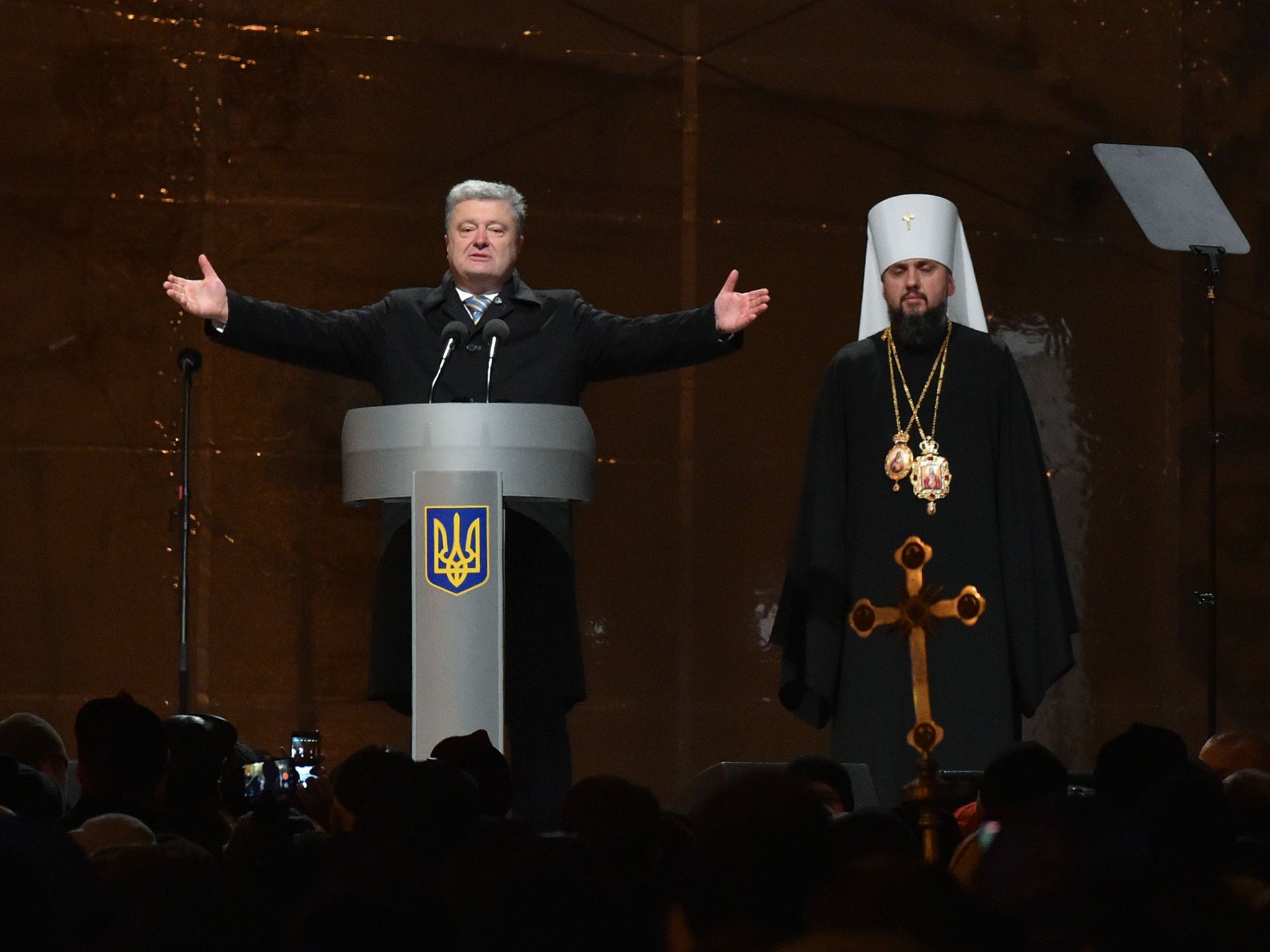Ukraine's leader celebrates the historic split from Moscow Orthodoxy