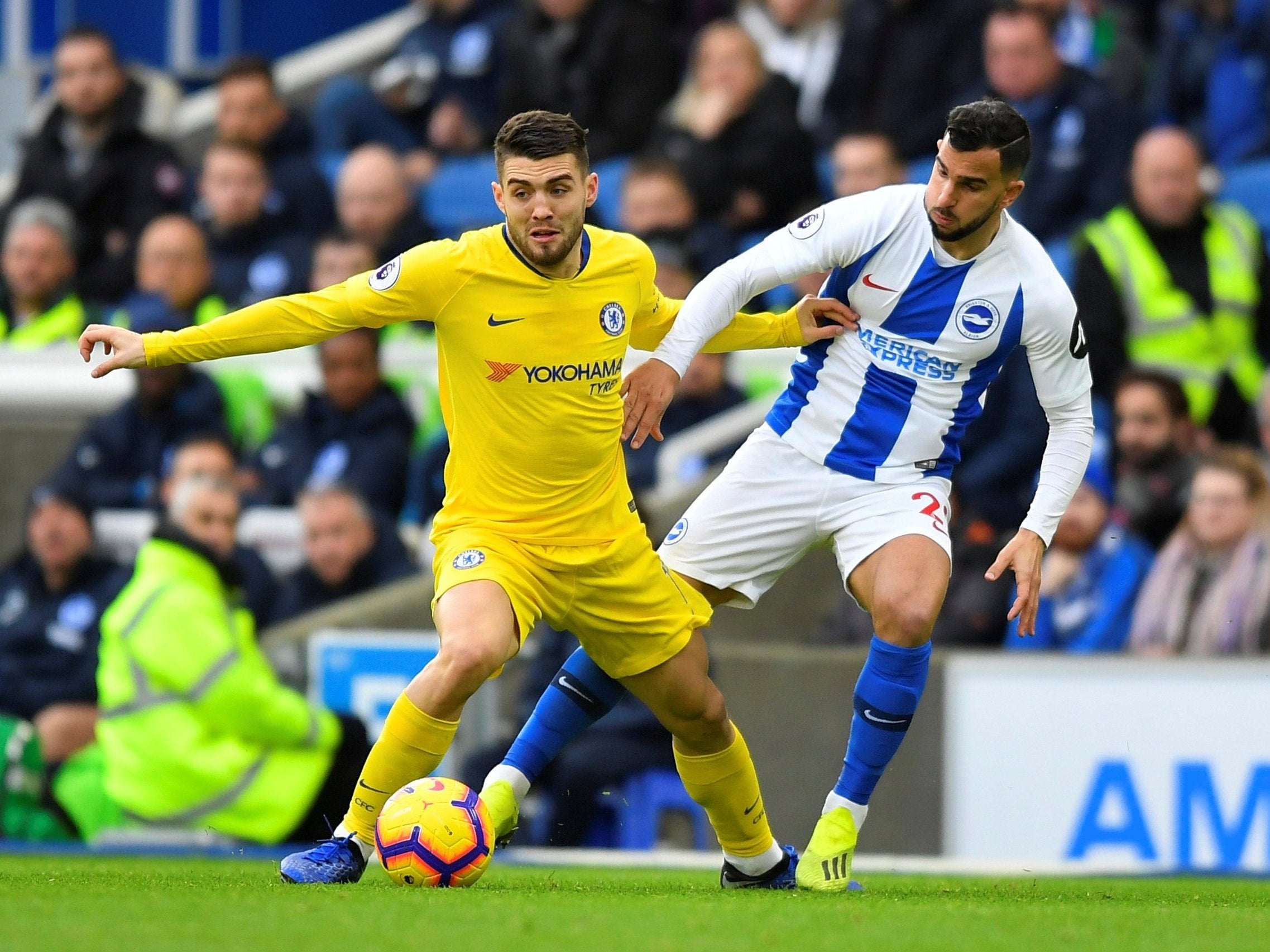 Mateo Kovacic holds off Martin Montoya