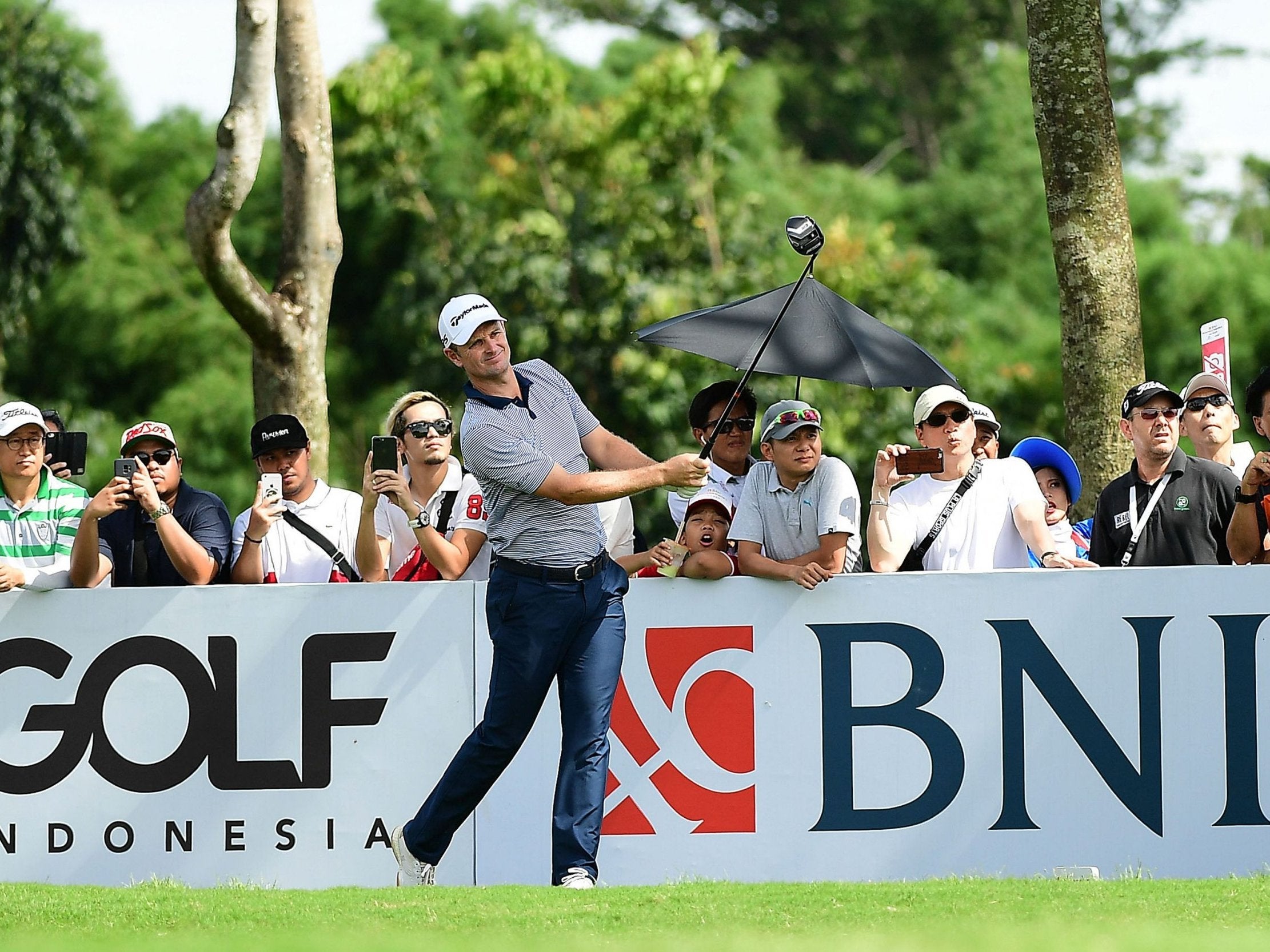 Justin Rose in action at the Royale Jakarta Golf Club