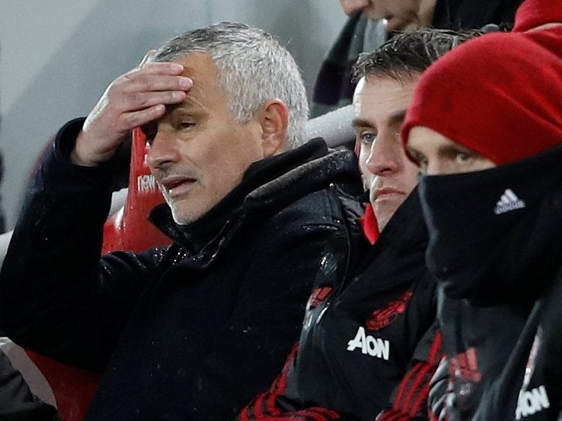 Jose Mourinho watches on from the touchline