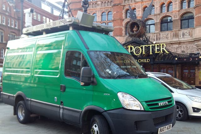 An unmarked police van carrying facial recognition cameras and software on deployment in London's West End on 17 December 2018