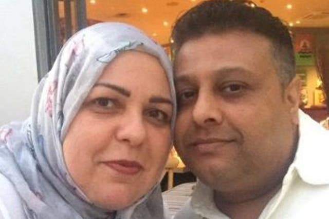 Khaola Saleem with her husband Mohamed. Janbaz Tarin has admitted murdering Mrs Saleem and her daughter Raneem Oudeh in a frenzied knife attack