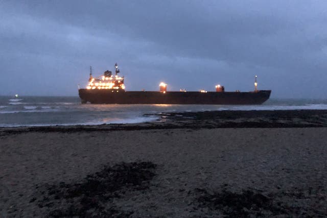 The Russian vessel, thought to be the Kuzma Minin, ran around in Cornwall early on Tuesday morning