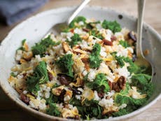 Kale, fruit and nut pilaf, recipe