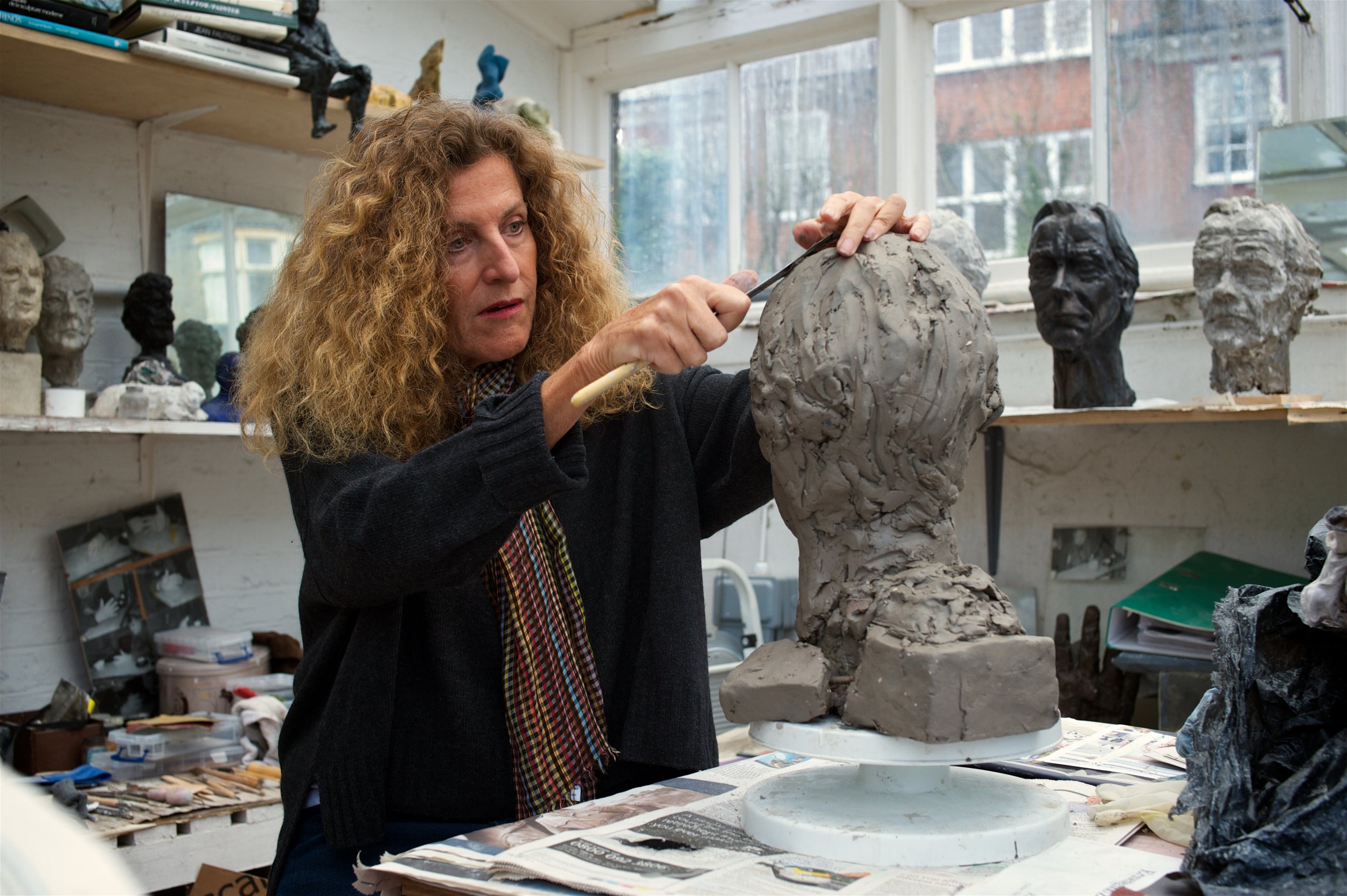 &#13;
The artist in her orangery-turned-studio &#13;