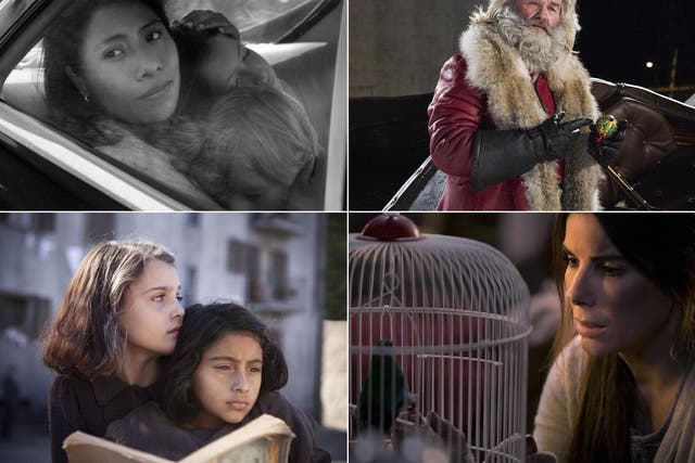 Clockwise from top right: ‘Roma’, ‘The Christmas Chronicles’, ‘Bird Box’ and ‘My Brilliant Friend’