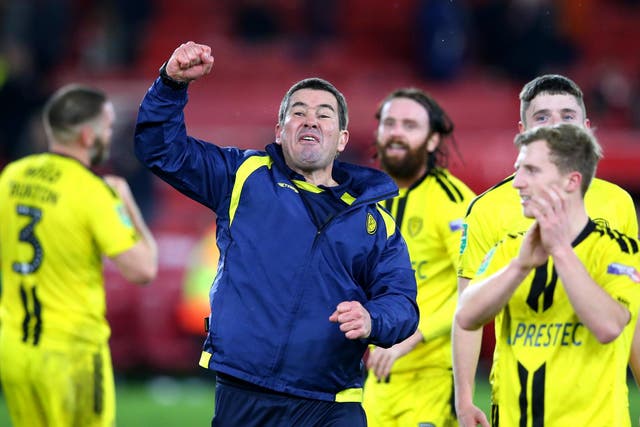 Nigel Clough celebrates his side's victory over Middlesbrough