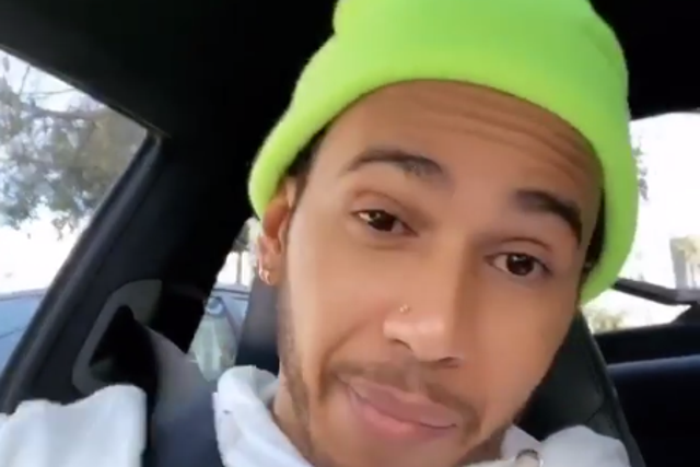 Lewis Hamilton pictured on Instagram apologising for comments made about his hometown Stevenage
