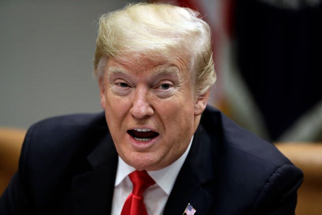 President Donald Trump speaks during a roundtable discussion on the Federal Commission on School Safety report, in the Roosevelt Room of the White House