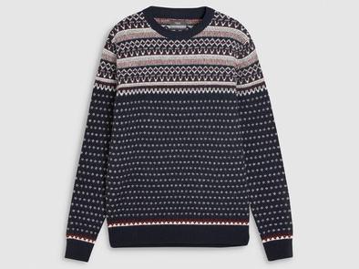 Navy Fairisle Pattern Lambswool Blend Crew, £45, Next