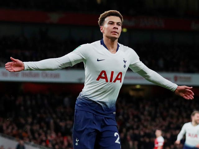 Dele Alli celebrates his brilliantly taken finish