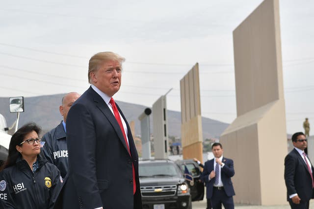 Donald Trump inspects border wall prototypes in San Diego, California on 13 March, 2018