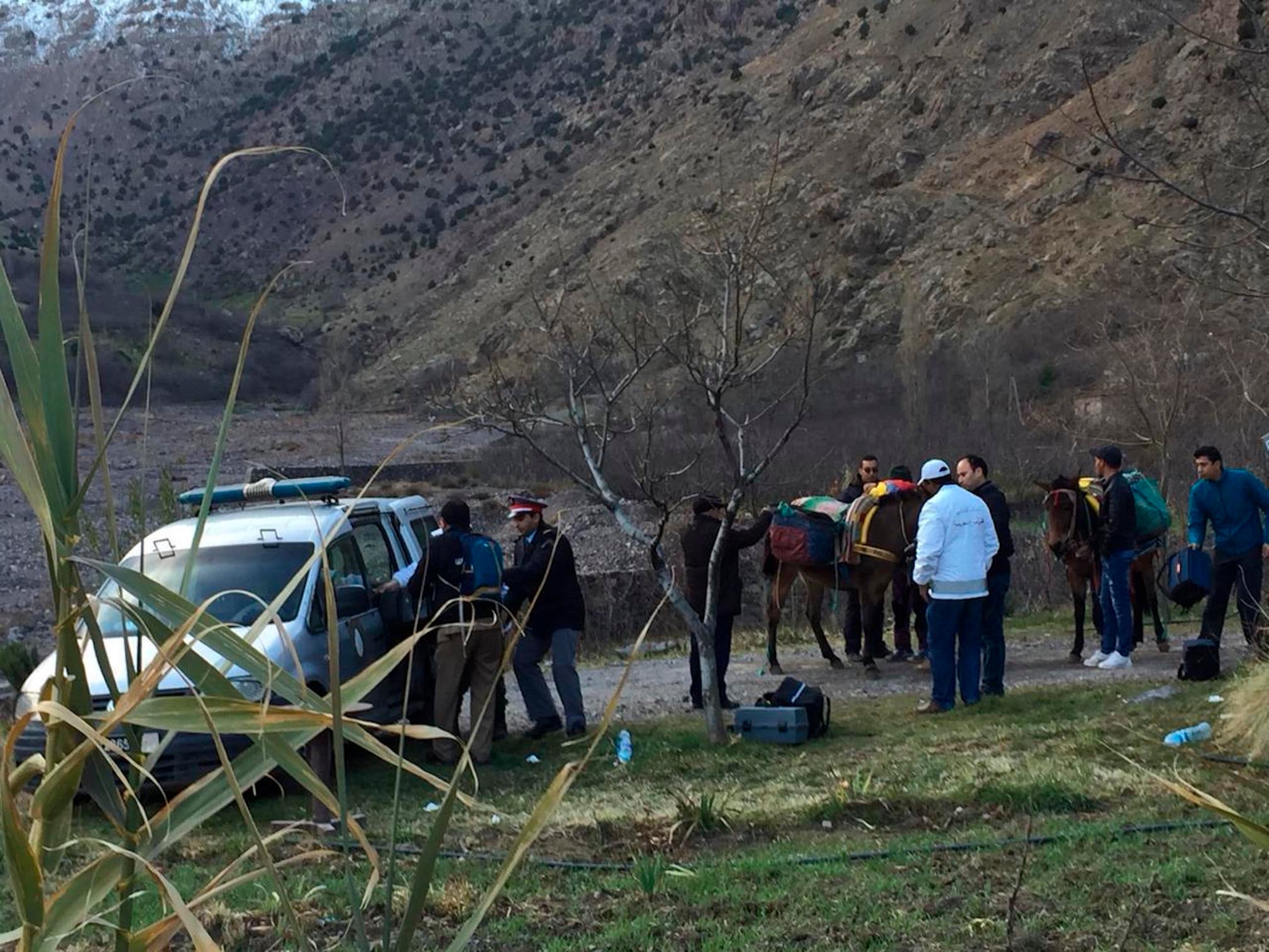 Moroccan authorities investigate the scene of the grisly murder of two Scandinavian women at the foothills of the Atlas Mountains.