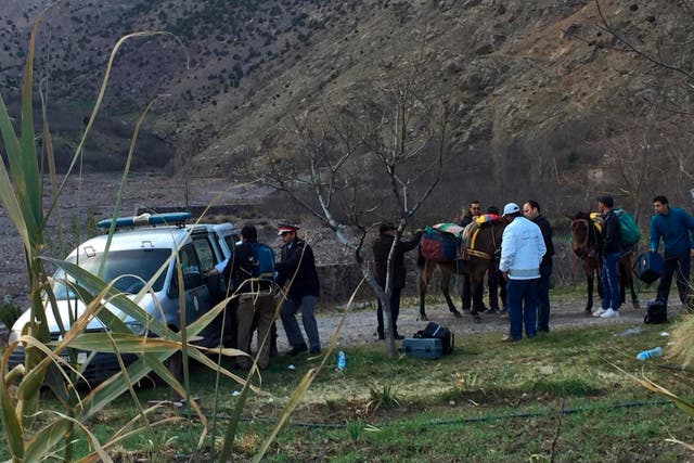 Moroccan authorities investigate the scene of the grisly murder of two Scandinavian women at the foothills of the Atlas Mountains.