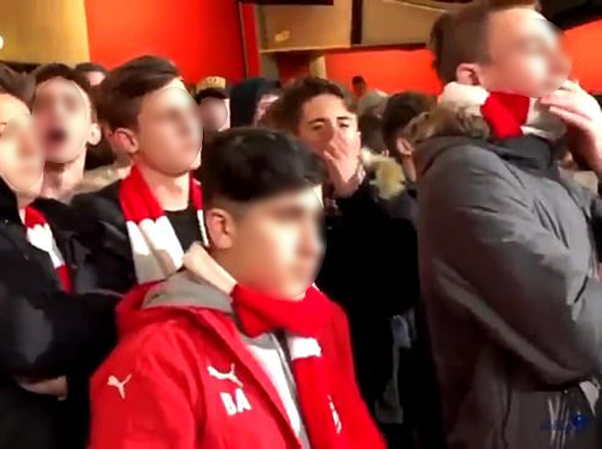 One video showed an Arsenal fan repeatedly gesturing towards his nose (WeAreTottenhamTV)