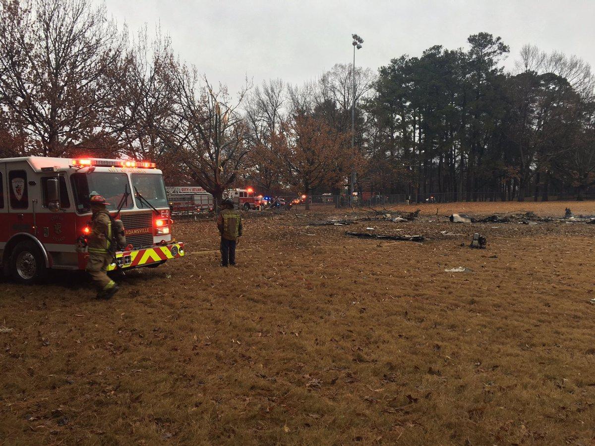 The field where the plane crashed is still being investigated. Atlanta Fire Rescue / Twitter