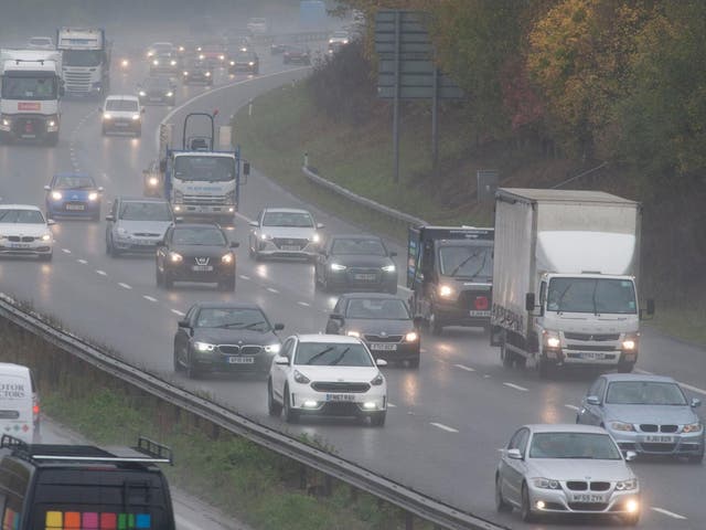 Motorists will face a brief spell of heavy rain on Friday night, with the M25 motorway identified as a potential traffic jam hotspot