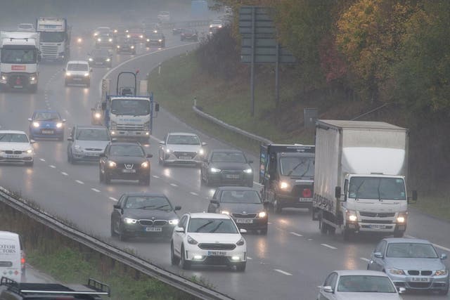 Motorists will face a brief spell of heavy rain on Friday night, with the M25 motorway identified as a potential traffic jam hotspot