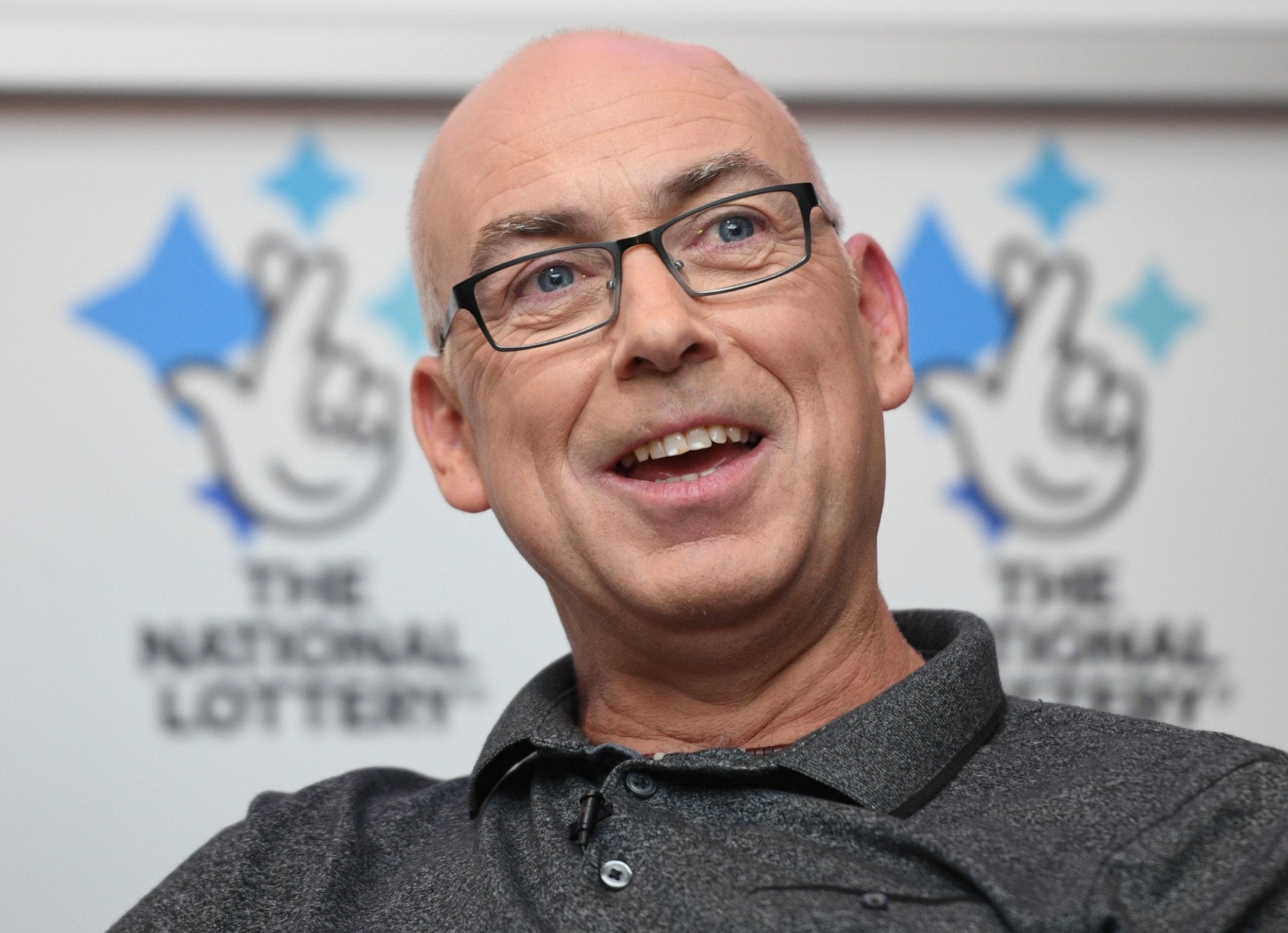 Andrew Clark, 51, from Boston, Lincolnshire, celebrates his £76,369,806.80 EuroMillions jackpot win
