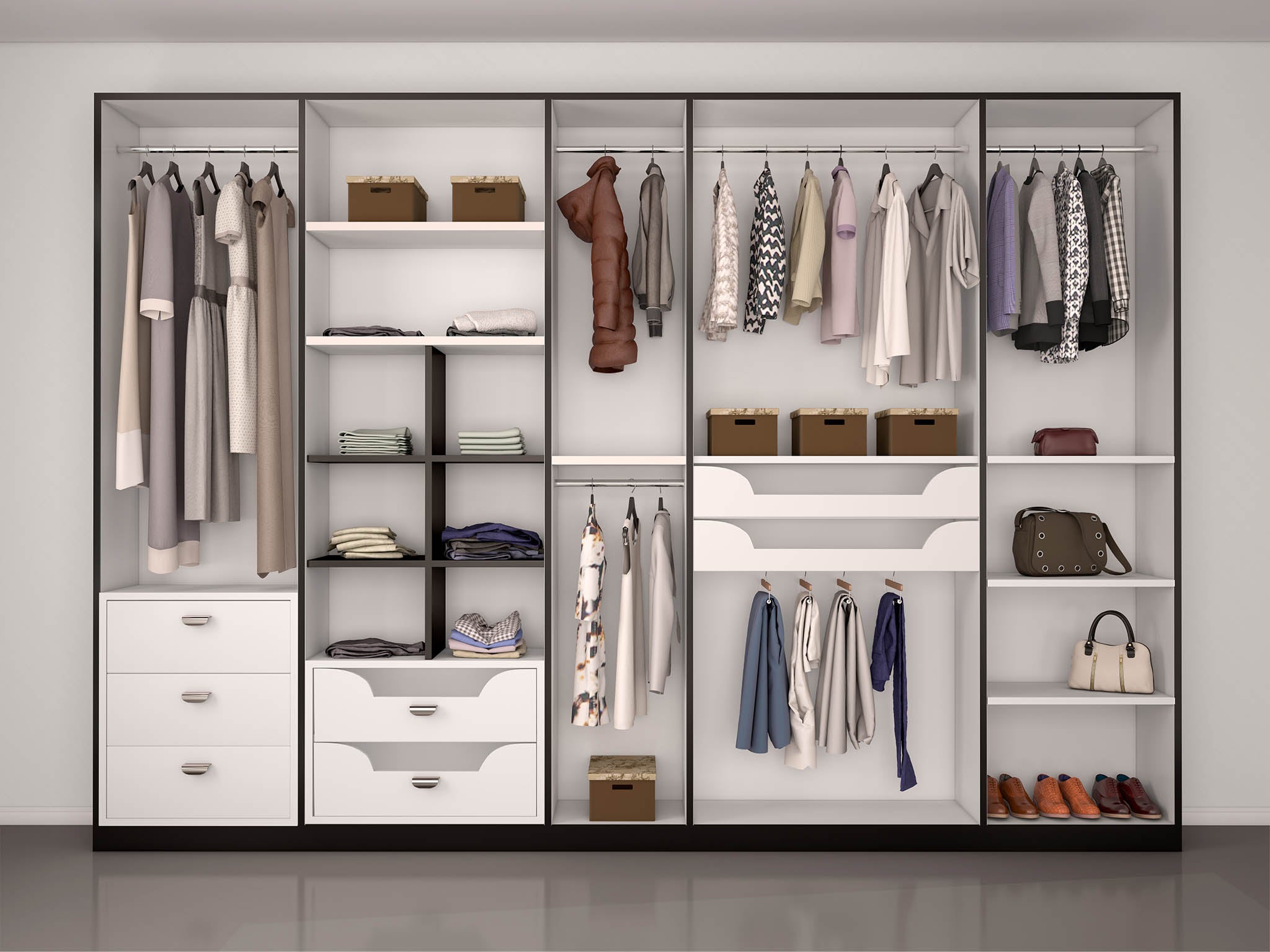  door wardrobe express mobel interior fittings 3 Door Wardrobe Designs For Bedroom From Inside