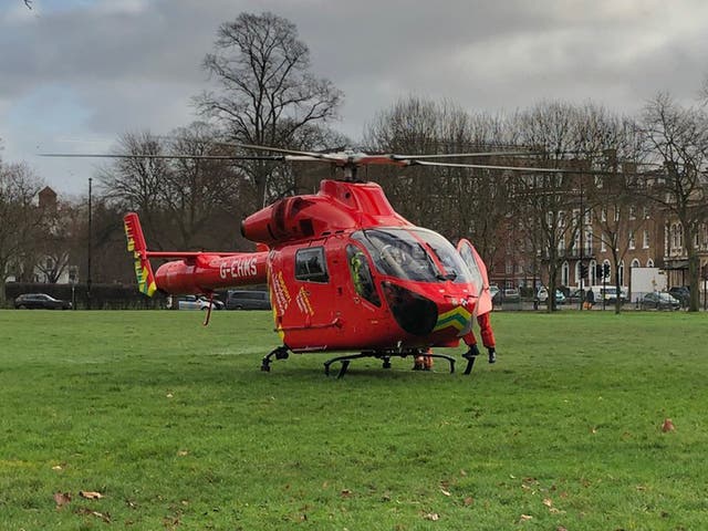 An air ambulance arrived at the scene