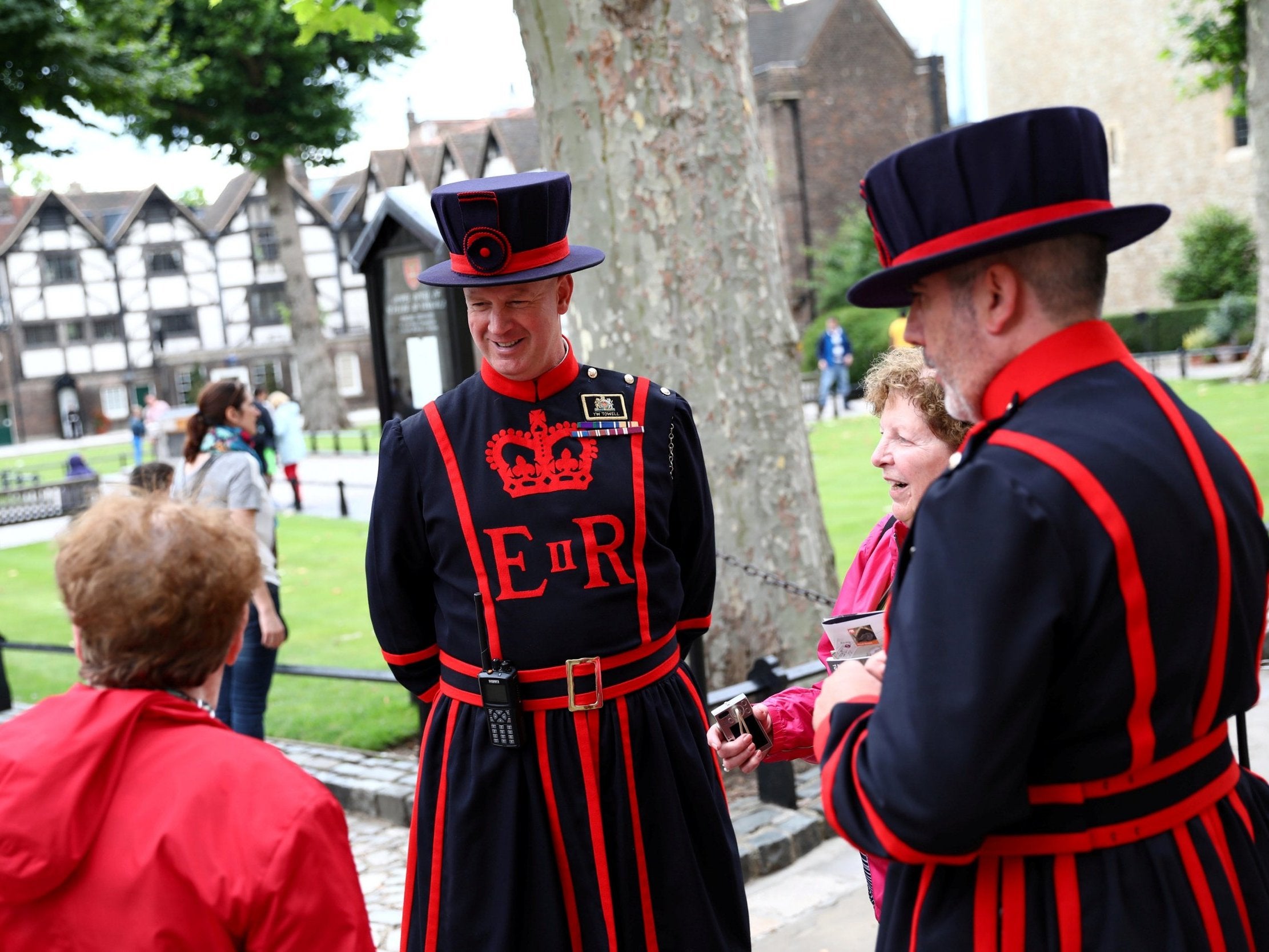 &#13;
Yeoman Warders, commonly called Beefeaters, at the Tower of London (Reuters)&#13;