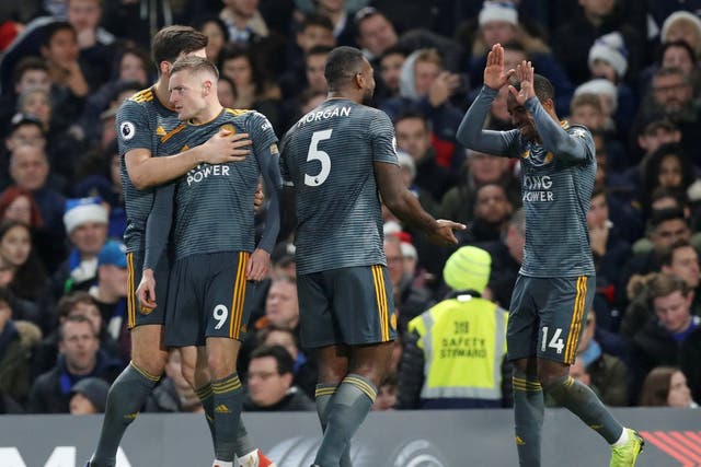 Leicester City celebrates scoring