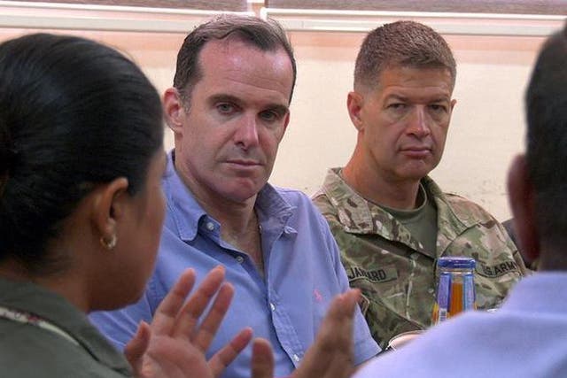 Brett McGurk, US Special Presidential Envoy for the Global Coalition to Defeat ISIS, during a visit to Syria