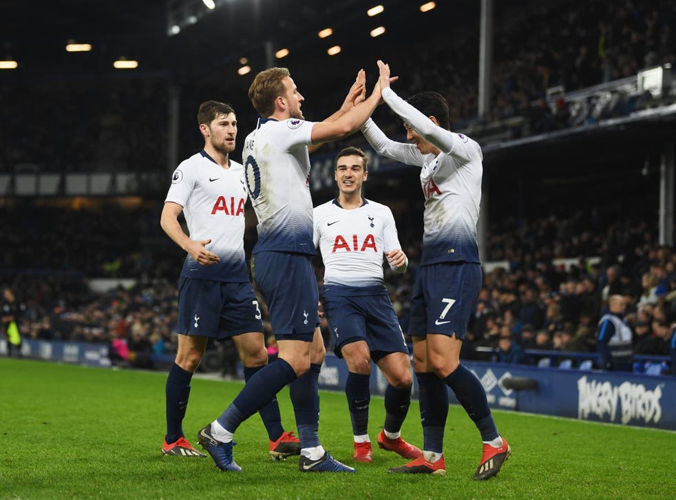 Harry Kane celebrates after scoring Tottenham's sixth