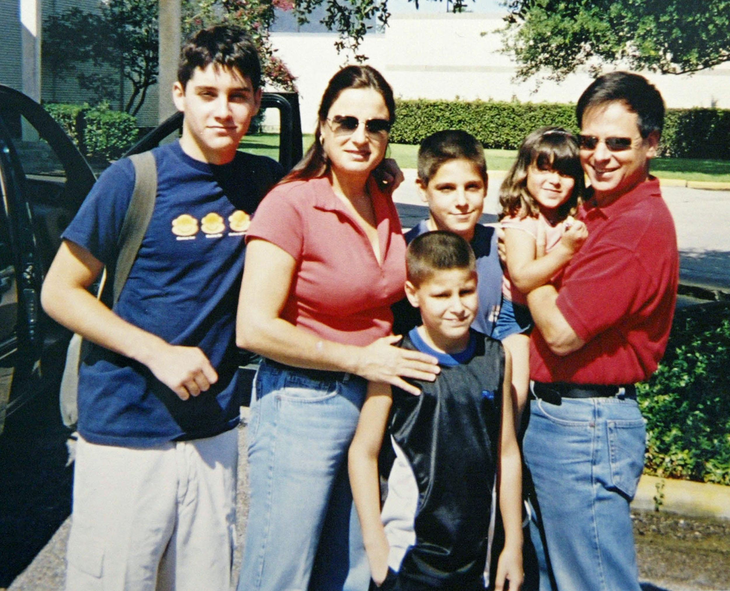 Rona and Ilan with their son Asaf (left) and three younger children in 2002