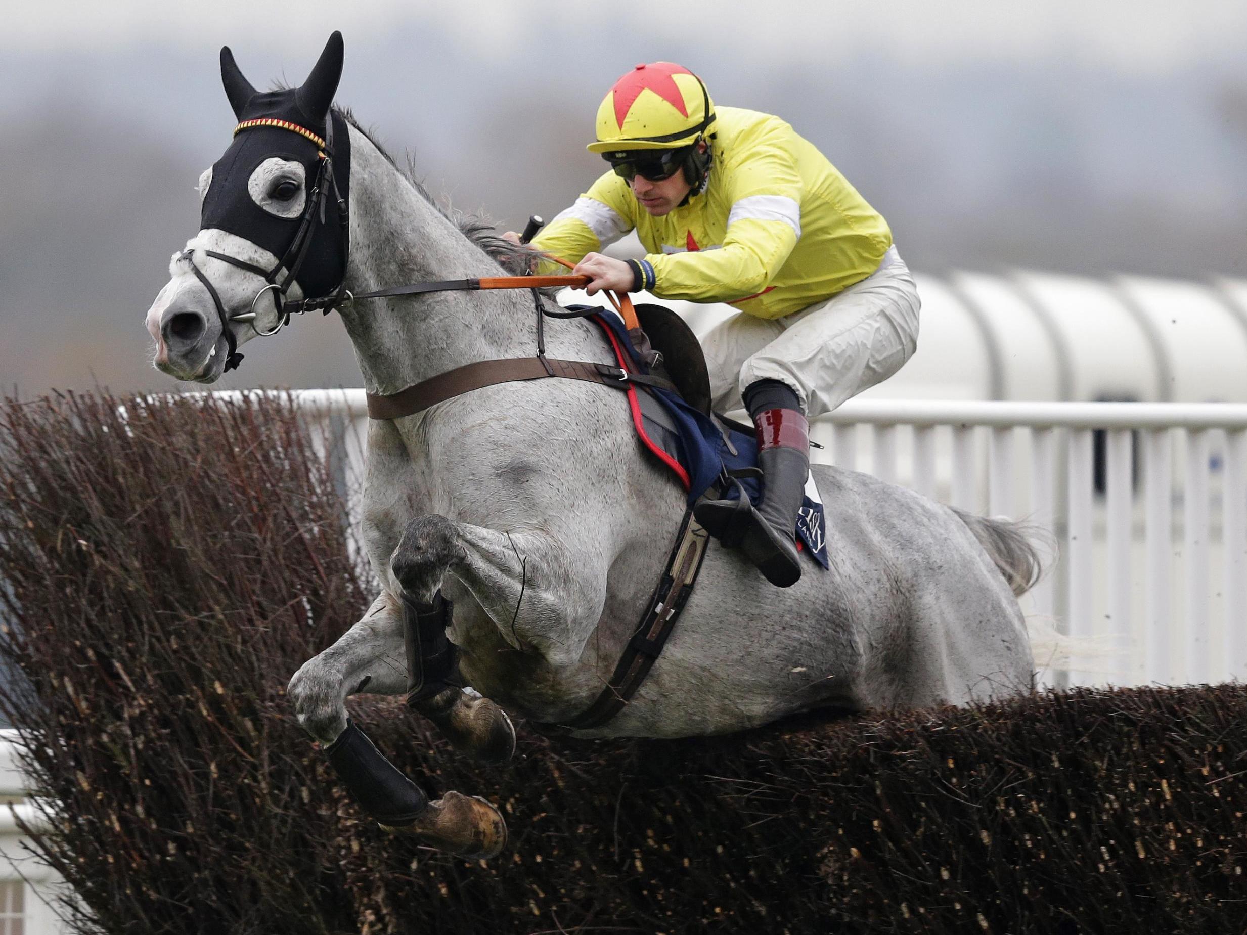 Politologue ridden by Sam Twiston-Davies on their way to winning The Christy 1965 Steeple Chase at Ascot