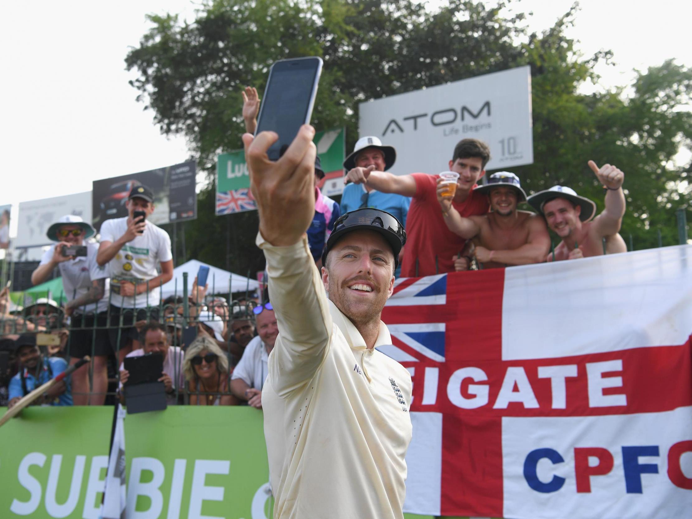 Jack Leach celebrates England's series victory over Sri Lanka