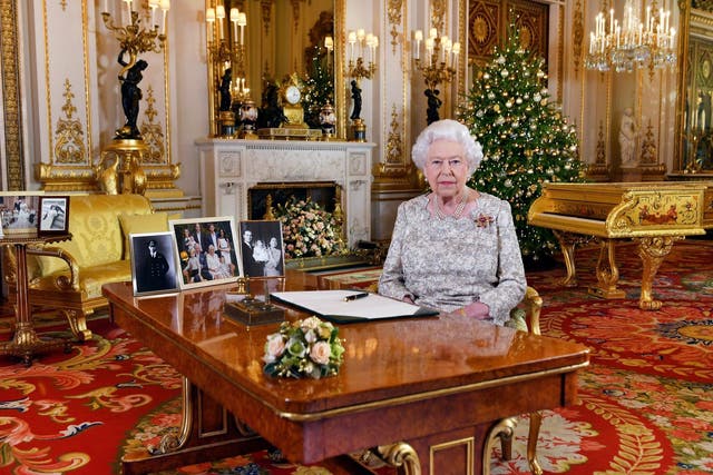 Queen Elizabeth giving her annual Christmas day message