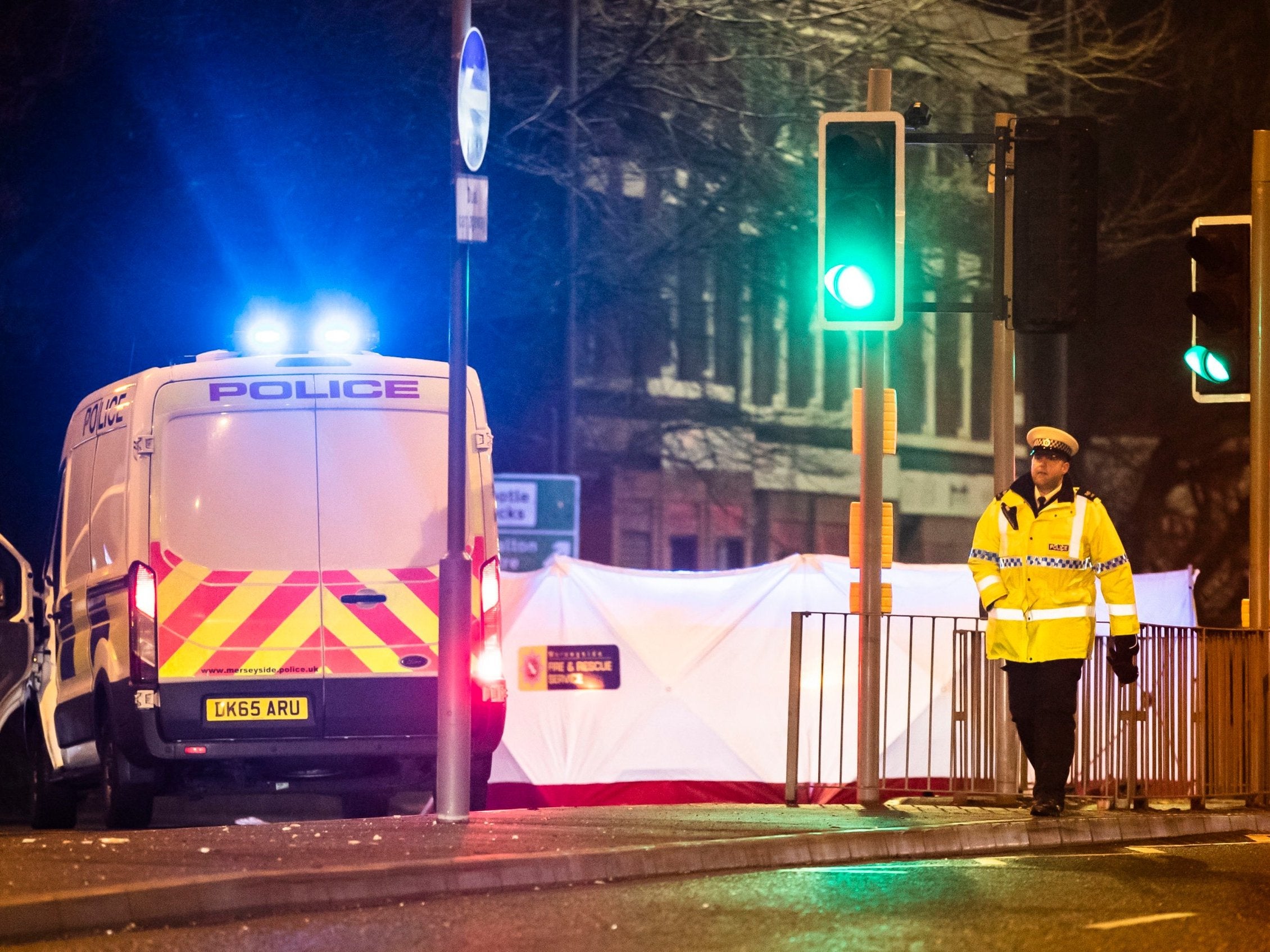 Police sealed off the scene near Wallasey Tunnel
