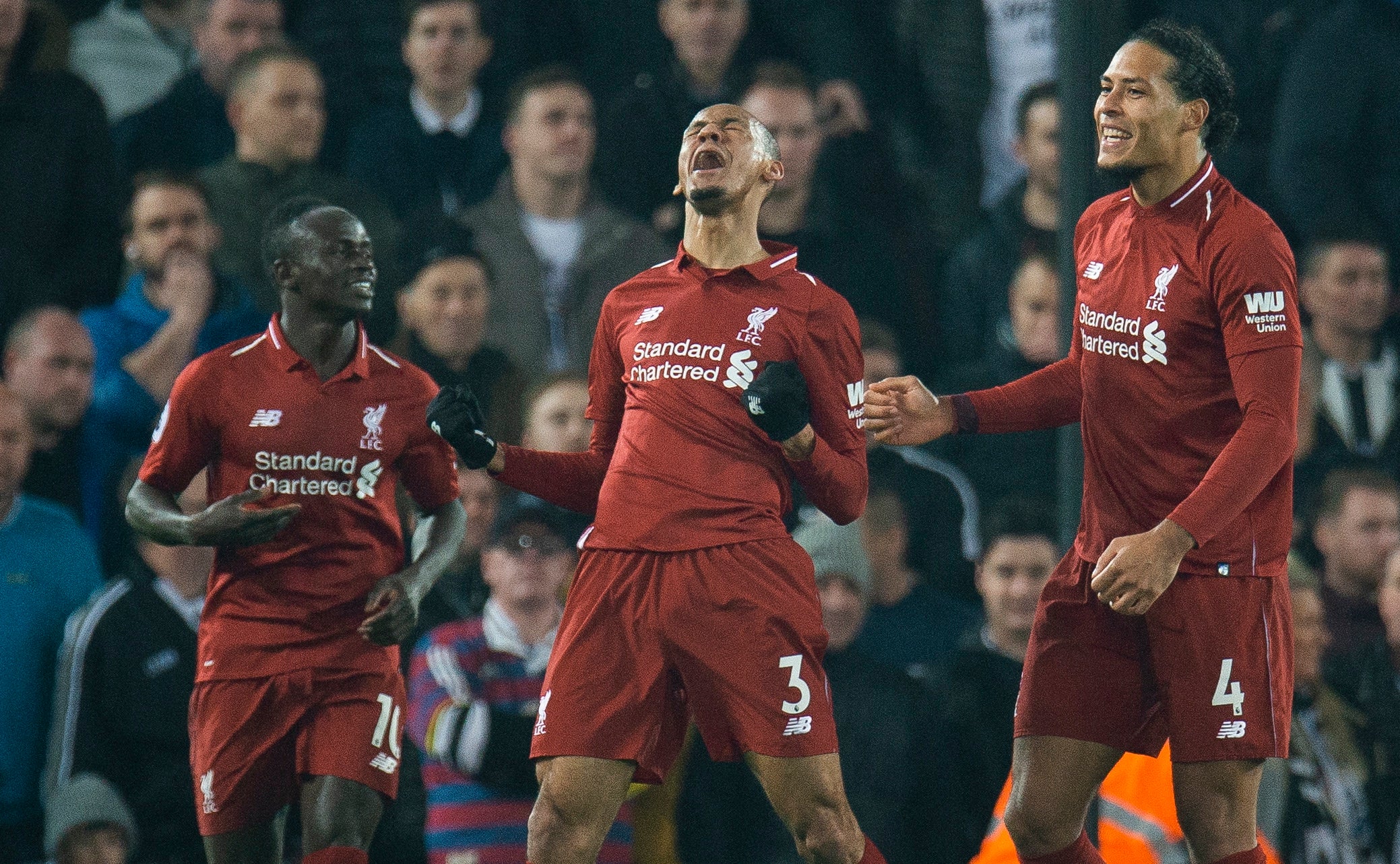 Fabinho scored his first goal for Liverpool in the win against Newcastle