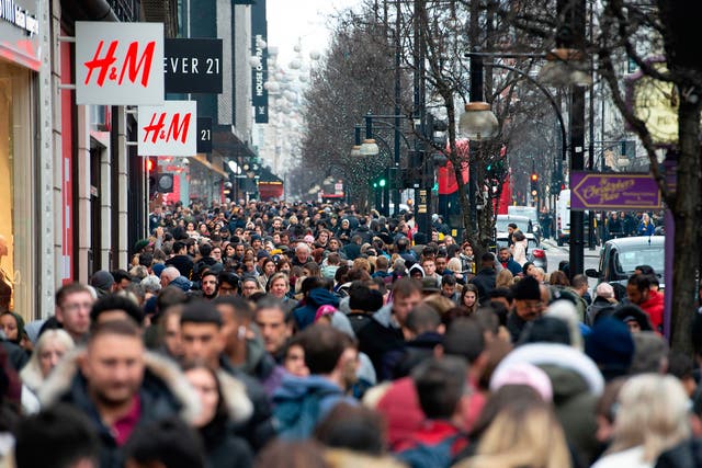 Crowds of shoppers take to Oxford Street in central London as Boxing Day sales take place all over the country