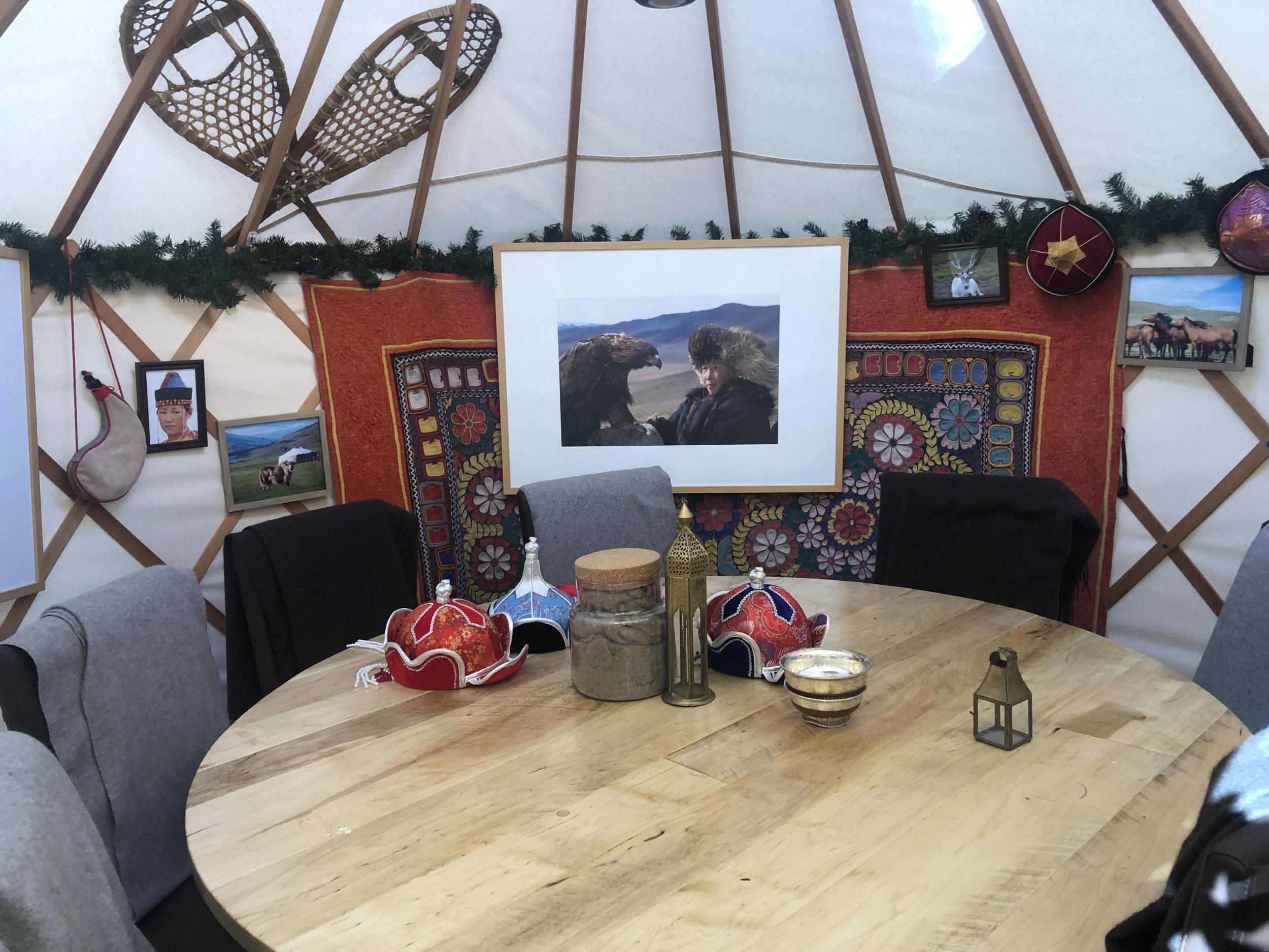Guests can choose to dine in the yurts