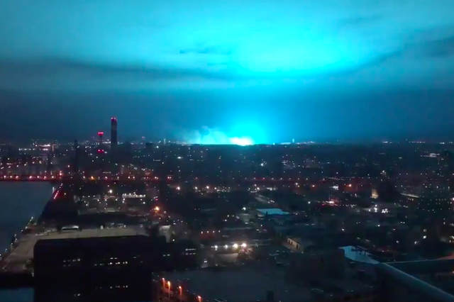 The light from the transformer fire could be seen from miles around