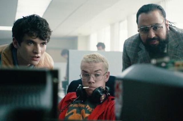 Fionn Whitehead, Will Poulter and Asim Chaudry in Black Mirror: Bandersnatch