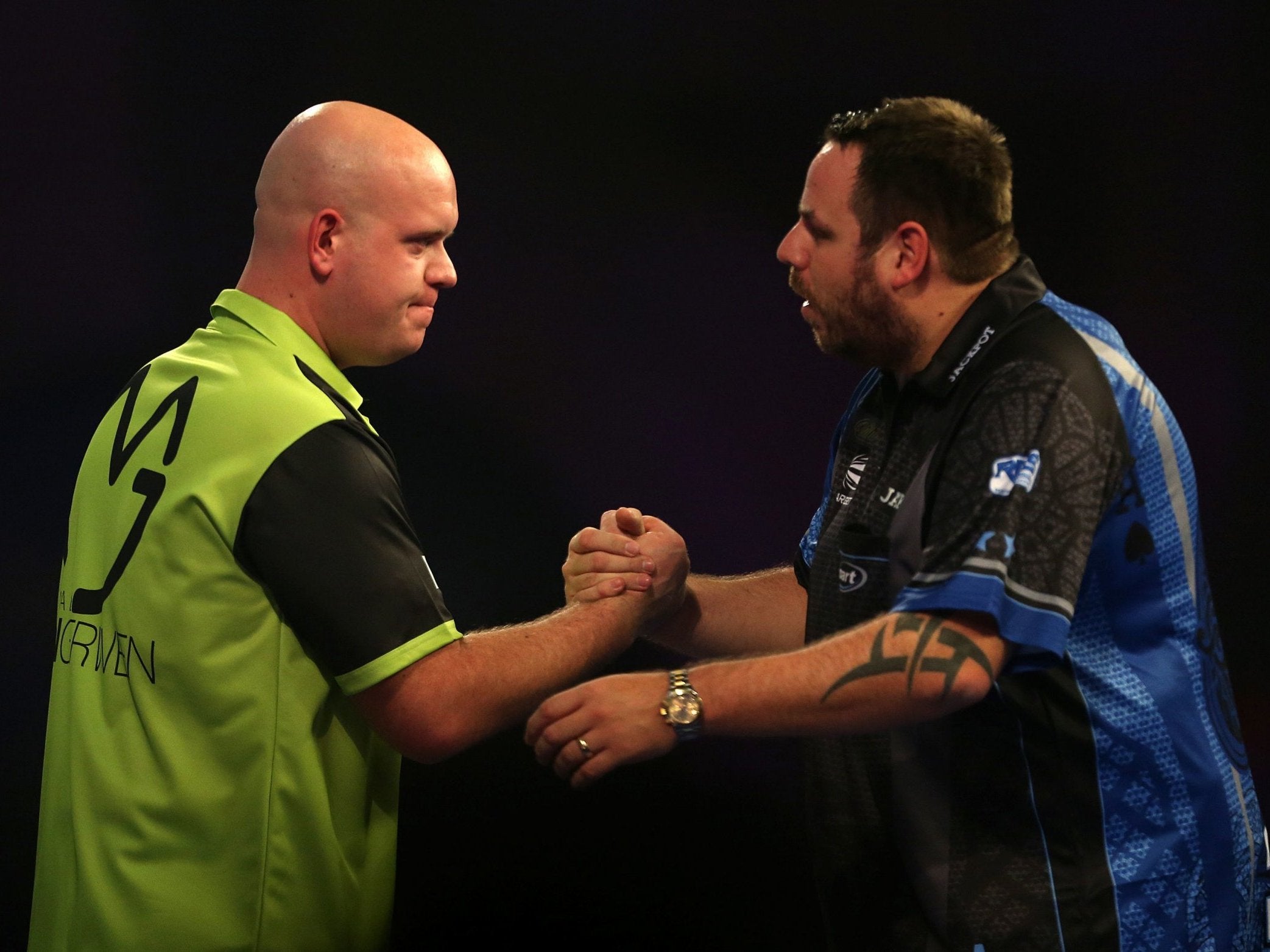 Lewis pushed Van Gerwen all the way despite the 4-1 defeat as the Dutchman produced his very best