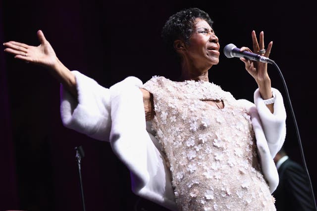 Aretha Franklin performs onstage at the Elton John AIDS Foundation Commemorates Its 25th Year And Honours Founder Sir Elton John During New York Fall Gala at Cathedral of St John the Divine on 7 November, 2017 in New York City.