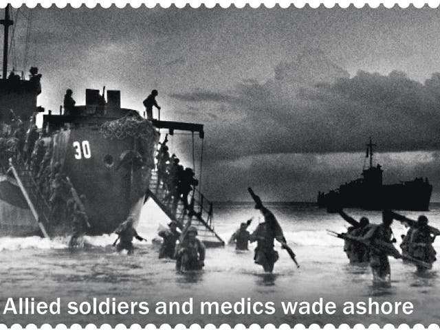 The stamp showed US troops in Indonesia leaving a ship that did not feature in the Normandy landings