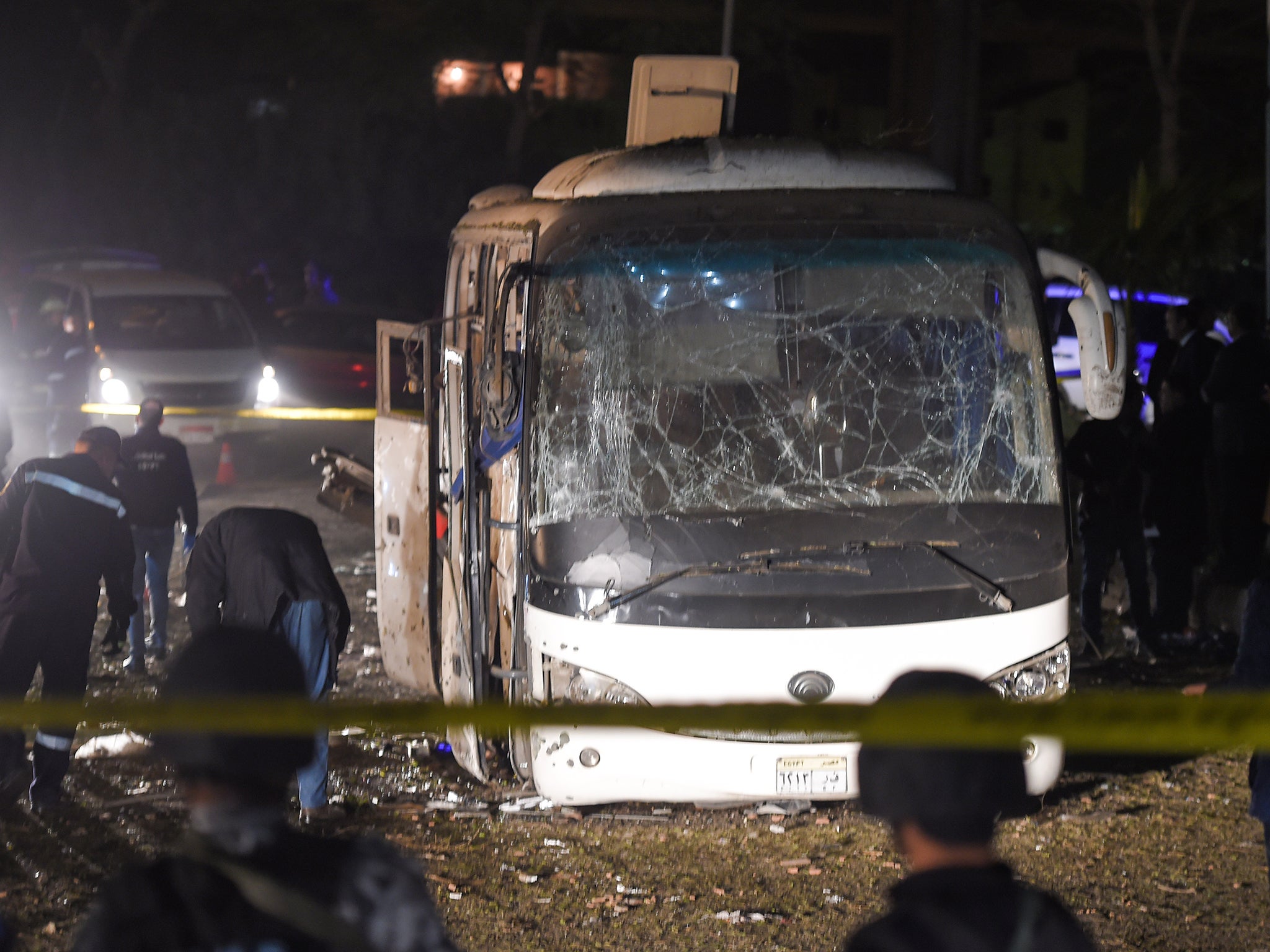 The scene of an attack on a tourist bus in Giza province south of the Egyptian capital Cairo (MOHAMED EL-SHAHED/AFP/Getty Images)