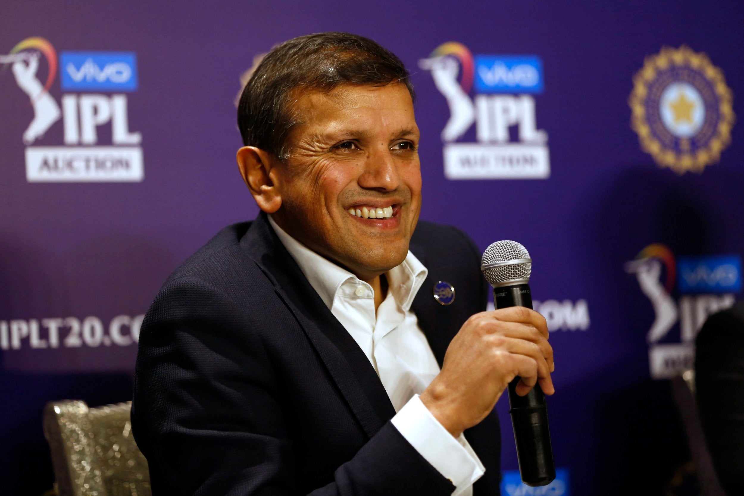 Co-owner of Rajasthan Royals Manoj Badale at the press conference for the IPL acution in Jaipur