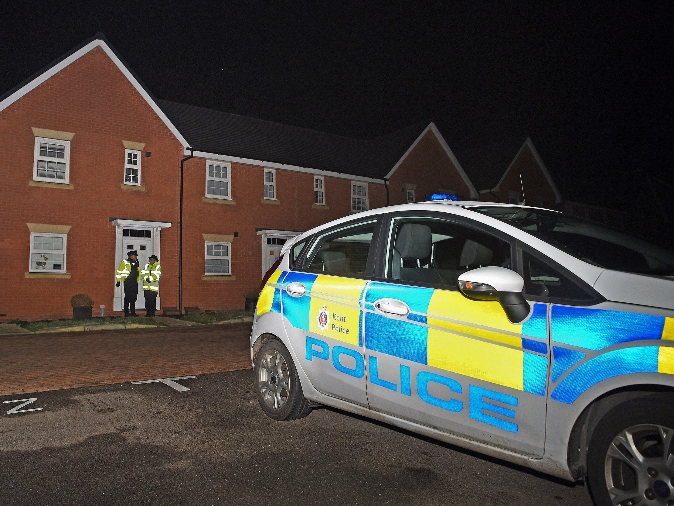 Police outside a house in Margate after two children were discovered at the property