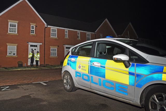 Police outside a house in Margate after two children were discovered at the property