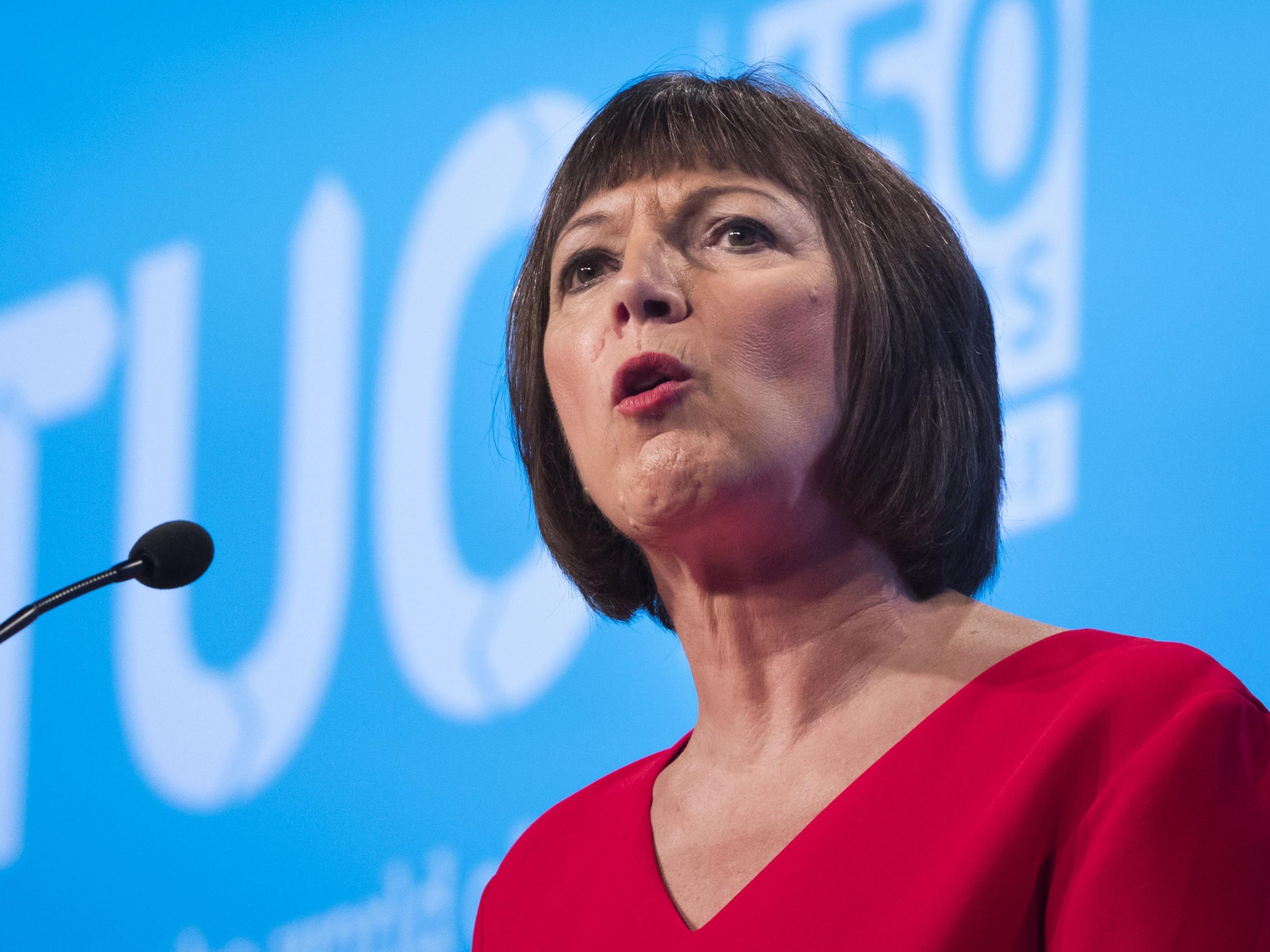 ‘Our job is to fight for working people, not against each other,’ says Frances O’Grady