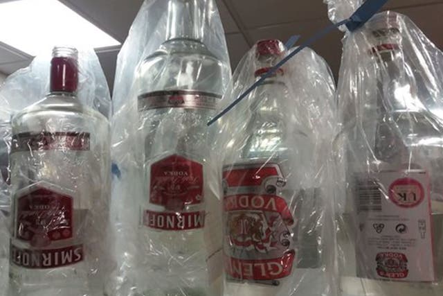 Counterfeit vodkas, such as these found by trading standards officers in Northumberland, can pose a serious health risk