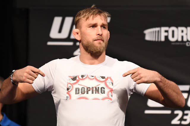 Alexander Gustafsson walks on stage during the UFC 232 weigh-in